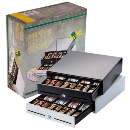 Tiroir Caisse Enregistreuse Metapace K-2 Noir - Compact, 4 Compartiments Billets + 8 Pièces, Connexion Imprimante