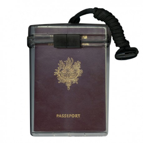 Le Passport holder est un boîtier étanche, livré avec un cordon noir