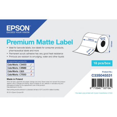 Epson rouleau d'étiquettes, papier normal, 102x51mm IM C33S045531