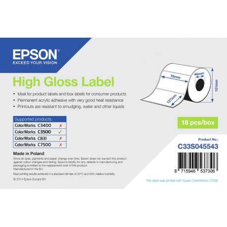 Epson rouleau d'étiquettes, papier normal, 76x127mm IM C33S045543