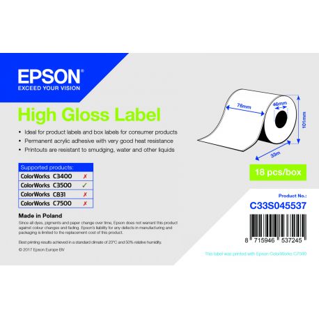 Epson rouleau d'étiquettes, papier normal, 76 mm IM C33S045537