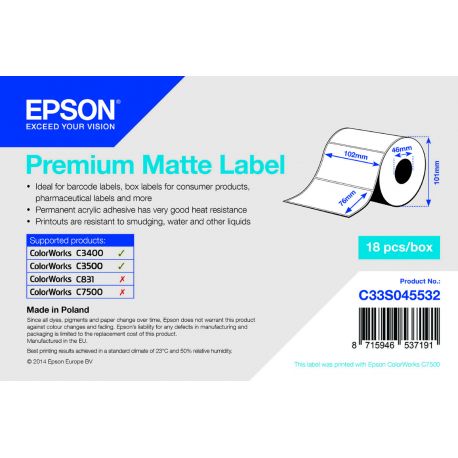 Epson rouleau d'étiquettes, papier normal, 102x76mm IM C33S045532