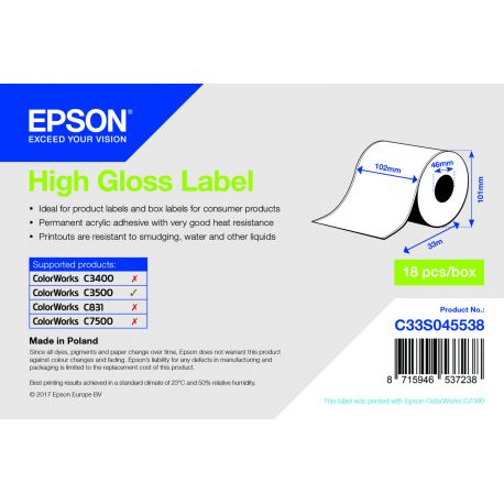 Epson rouleau d'étiquettes, papier normal, 102 mm IM C33S045538