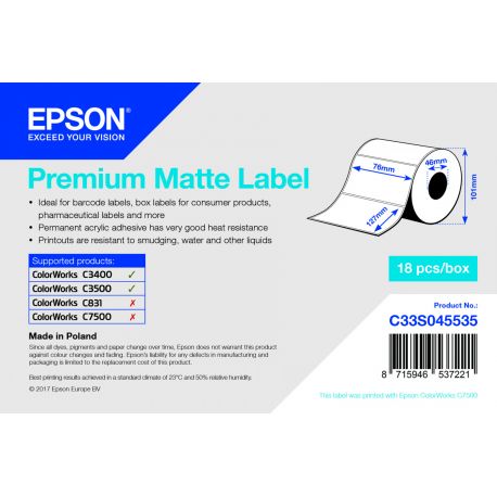 Epson rouleau d'étiquettes, papier normal, 76x127mm IM C33S045535