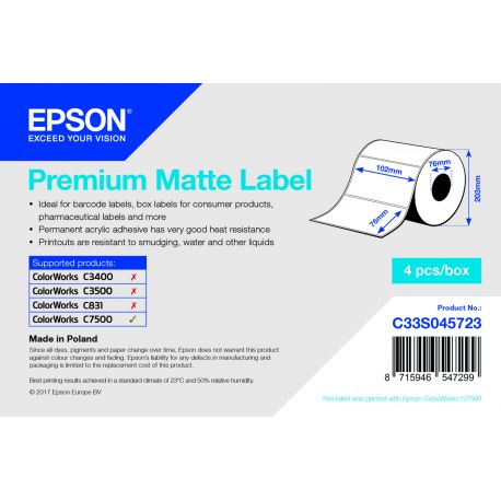 Rouleau d'étiquettes Epson papier normal, 102x76mm IM C33S045723