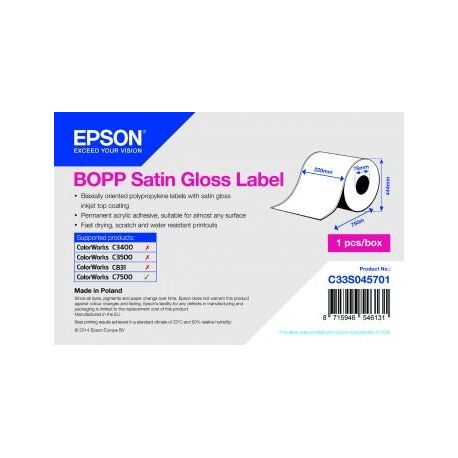 Rouleau d'étiquettes Epson synthétique, 220 mm IM C33S045701