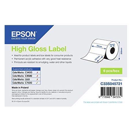 Rouleau d'étiquettes Epson papier normal, 76x127mm IM C33S045721