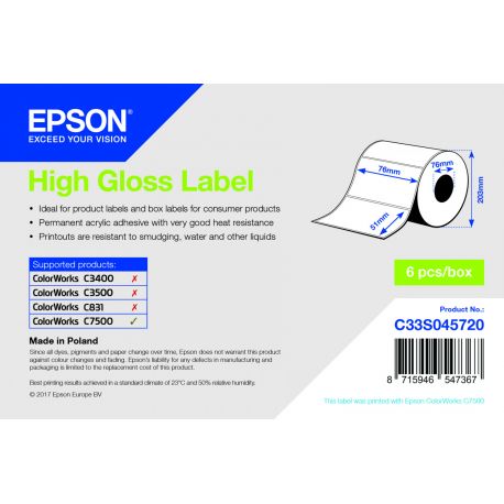 Rouleau d'étiquettes Epson papier normal, 76x51mm IM C33S045720