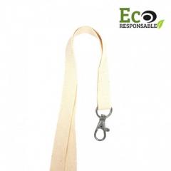 Tour de cou coton eco-responsable 15 mm avec attache métal sans nickel