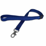 Tour de cou sécurisé en PET recyclé 15 mm - crochet métal sans nickel - bleu roi