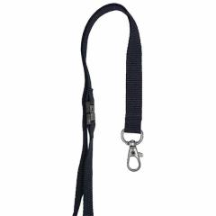 Tour de cou sécurisé en PET recyclé 15 mm - crochet métal sans nickel - noir