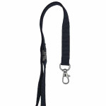 Tour de cou sécurisé en PET recyclé 15 mm - crochet métal sans nickel - noir