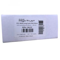 C4122 Cartes longues blanches PVC brillant Evolis 120x50 mm