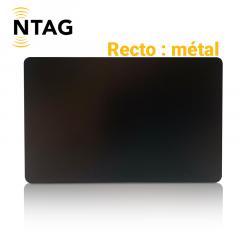 Cartes en métal noir -  NFC NTAG 213 ou 216 NXP (x100)