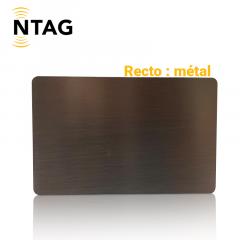 Cartes en métal argenté -  NFC NTAG 213 ou 216 NXP