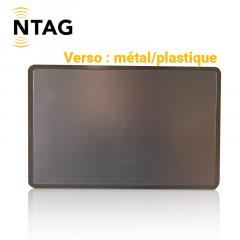 Cartes en métal argenté -  NFC NTAG 213 ou 216 NXP