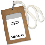 Porte-Badge sogedex A6 en carton écologique - Lot de 100 - avec tour de cou écologique sogedex