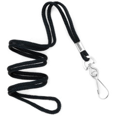 Cordons rond 3 mm mousqueton rotatif métal noir