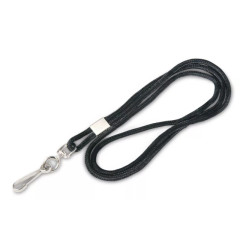 Cordons rond 3 mm mousqueton rotatif métal noir