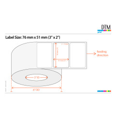 Etiquettes DTM 76 x 51 mm Poly clear brillant eco adhésif