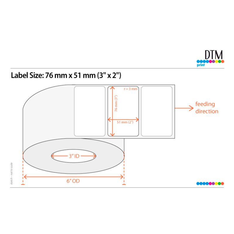 Etiquettes DTM 76 x 51 mm Poly clear brillant eco adhésif