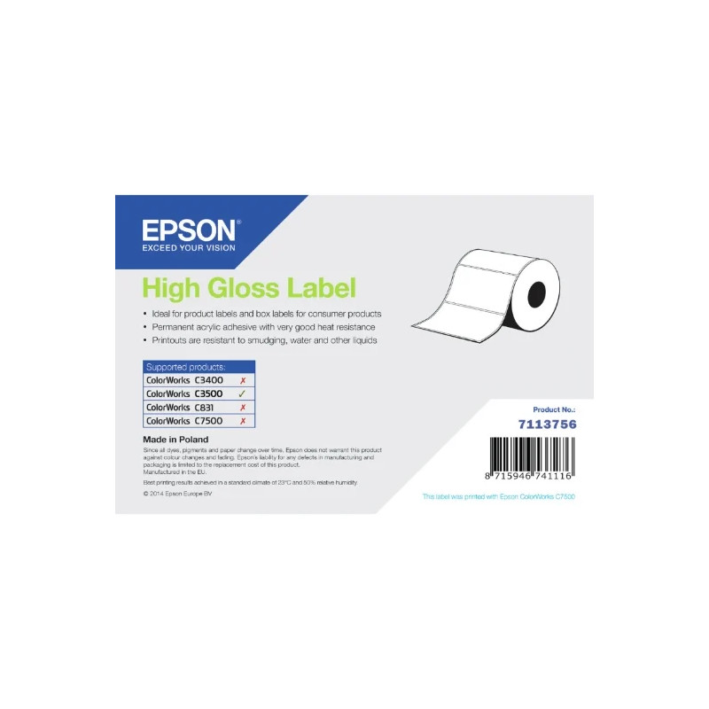 Étiquettes (papier, plastique), papier normal, Epson, 76 mm, 51 mm, rouleau d'étiquettes