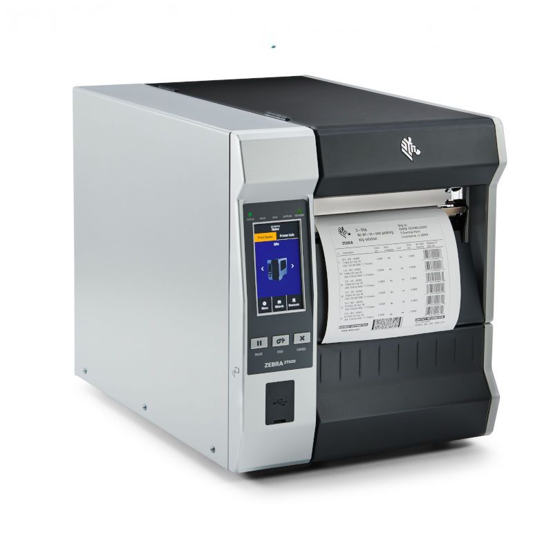 Zebra ZT620 (203 dpi), écran (couleur), RTC, USB, RS232, BT, Ethernet, WiFi, ZPL, ZPLII