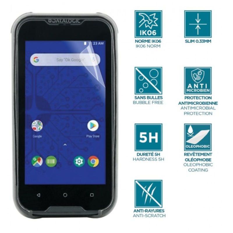 Mobilis Screen ProtectorProtège-écran incassable anti-chocs IK06 finition transparente pour Unitech EA510 - UROVO DT50