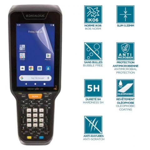 Protège-écran pour Datalogic Skorpio X5 - Incassable & anti-chocs IK06 - Finition transparente
