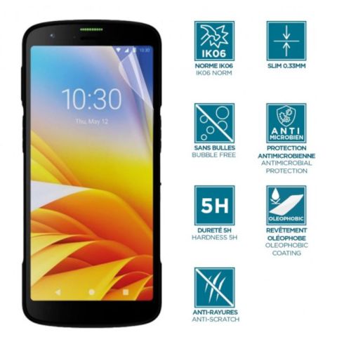 Protège-écran pour Zebra TC22 - TC27 - Incassable & anti-chocs IK06 - Finition transparente