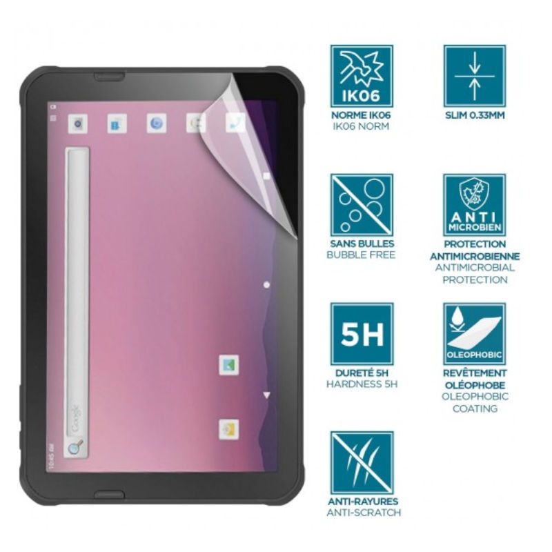 Protège-écran pour EDA10 A 10'' - Incassable & anti-chocs IK06 - Finition transparente