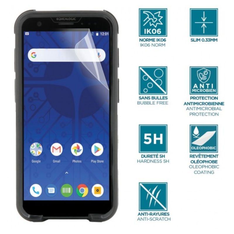 Protège-écran pour Datalogic Memor 30 - 35 - Incassable & anti-chocs IK06 - Finition transparente