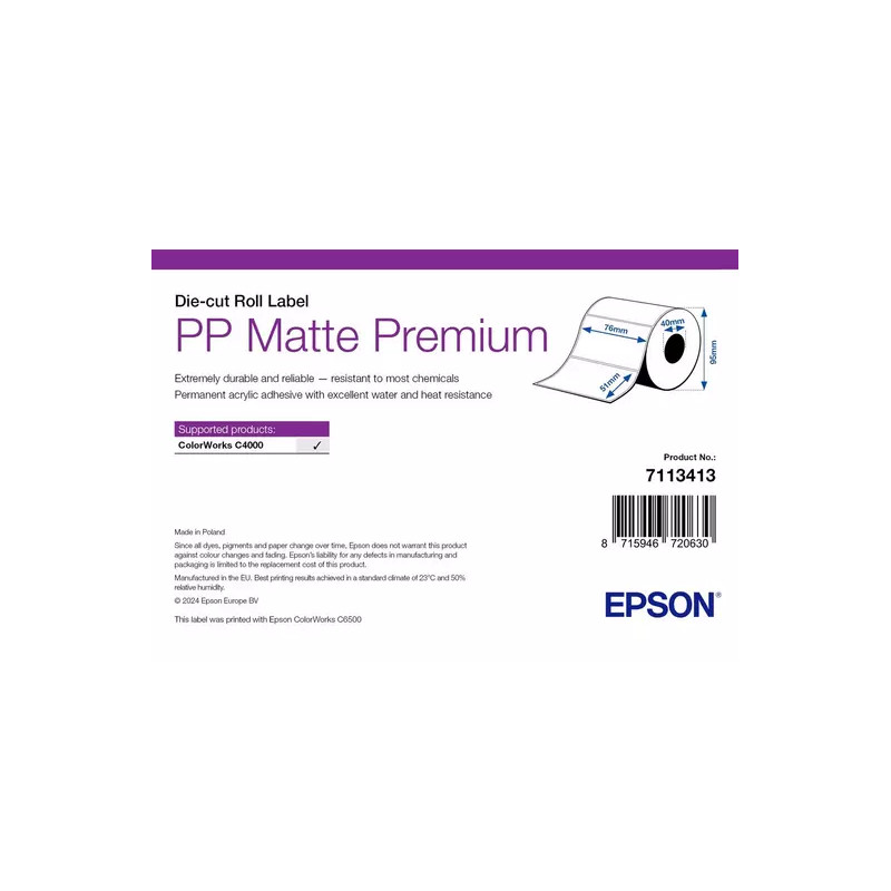 Rouleau d'étiquettes synthétique Epson - 76 x 51 mm