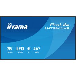 iiyama ProLite LH7564UHS-B1AG, 190,5 cm (75''), 4K, USB, USB-C, RS232, Ethernet, WiFi, Android, RS232