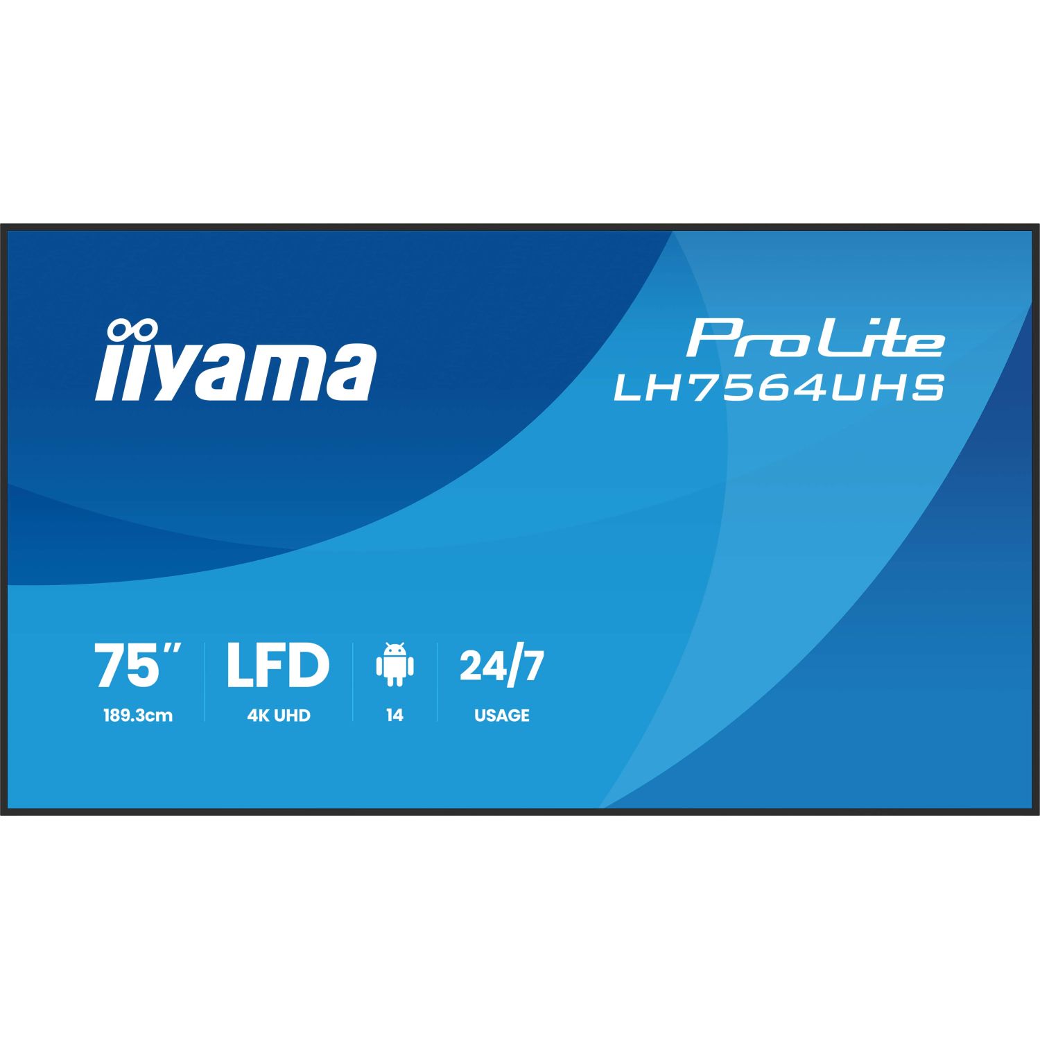 iiyama ProLite LH7564UHS-B1AG, 190,5 cm (75''), 4K, USB, USB-C, RS232, Ethernet, WiFi, Android, RS232