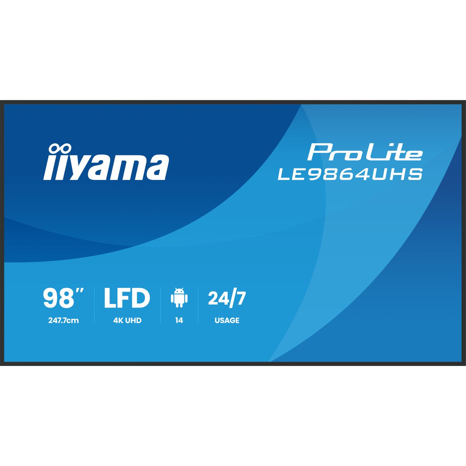 iiyama ProLite LE9864UHS-B1AG, 24/7, 247.7 cm (98''), 4K, USB, USB-C, RS232, Ethernet, WiFi, Android, en kit (RS232)