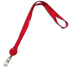 Cordon 15mm plat + enrouleur zip rouge