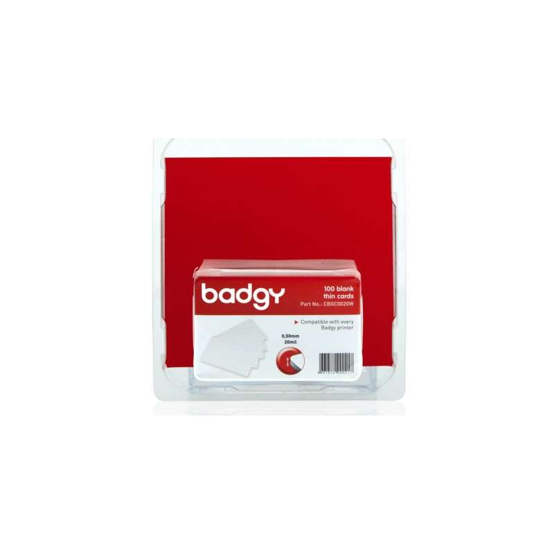 Pack 100 cartes PVC 0.50 mm Evolis Badgy100, badgy 200