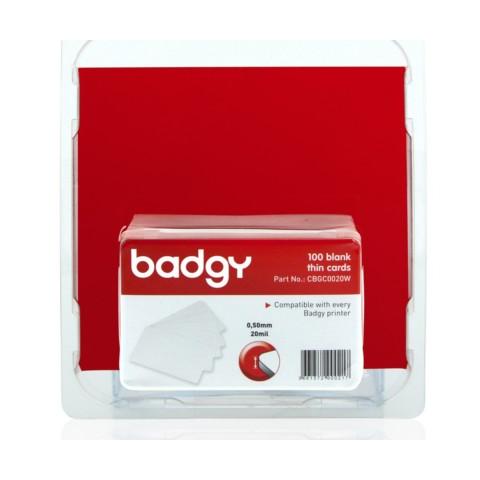 Pack 100 cartes PVC 0.50 mm Evolis Badgy100, badgy 200
