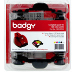 Pack 1 ruban couleur 100 faces + 100 cartes PVC 0.76mm + 1 kit de nettoyage EVOLIS Badgy